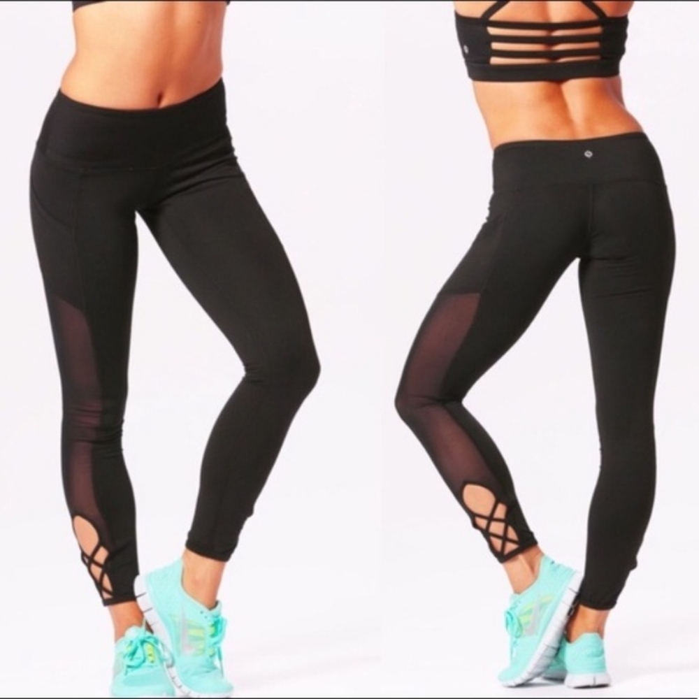 Popflex Active Mesh Black Pointe 7/8 Leggings